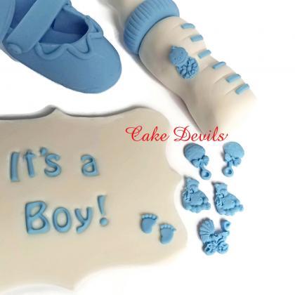 Baby Shower Fondant Cake Toppers, Baby Booties..