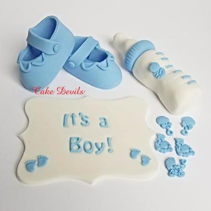 Baby Shower Fondant Cake Toppers, Baby Booties..