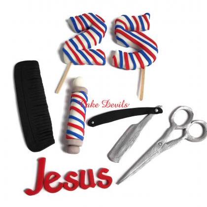 Barber Shop Cake Toppers, Comb &..