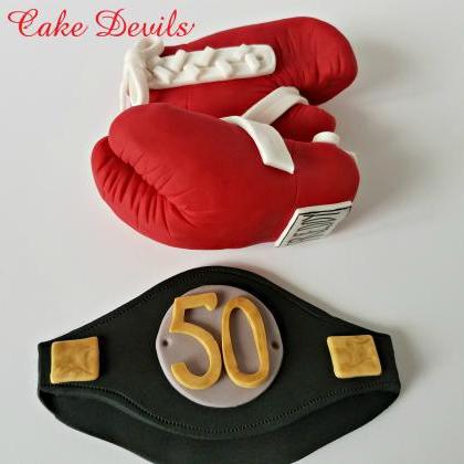 Boxing Gloves Cake Topper, Boxing Belt And Gloves..