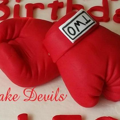 Boxing Gloves Cake Topper, Fondant, Boxing Gloves..