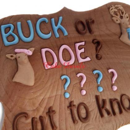 Buck Or Doe Gender Reveal Fondant Cake Topper,..