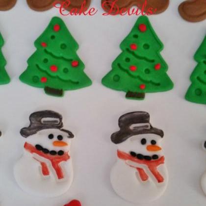 Christmas Cake Toppers, Fondant Snowman,..