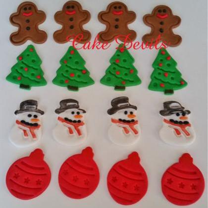Christmas Cake Toppers, Fondant Snowman,..