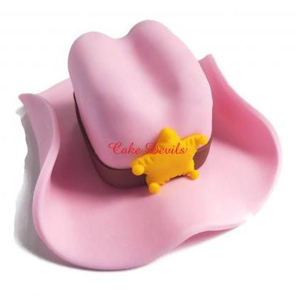 Fondant Cowgirl Hat Cake Topper, Handmade Edible..