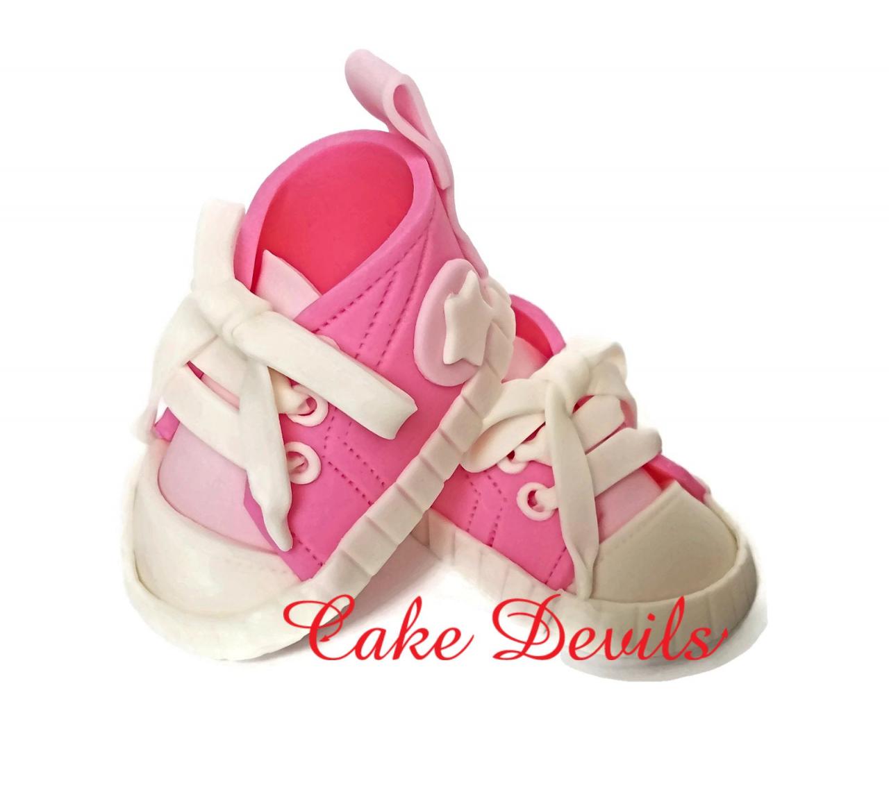 Baby Shower Sneakers Cake Topper, Fondant Sneakers With Grommets, Handmade Baby Sneakers, Baby Shower Cake Decorations, Baby Shoes