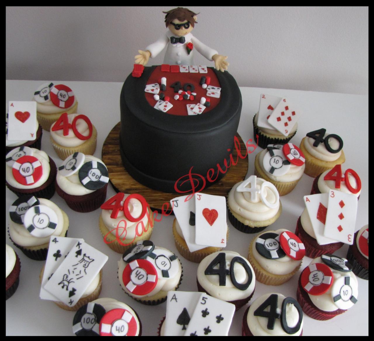 Casino Dealer, Casino Cupcake Toppers, Handmade Edible, Fondant, Casino Cake Decorations, Playing Card Cake Toppers, Fondant Poker Chips