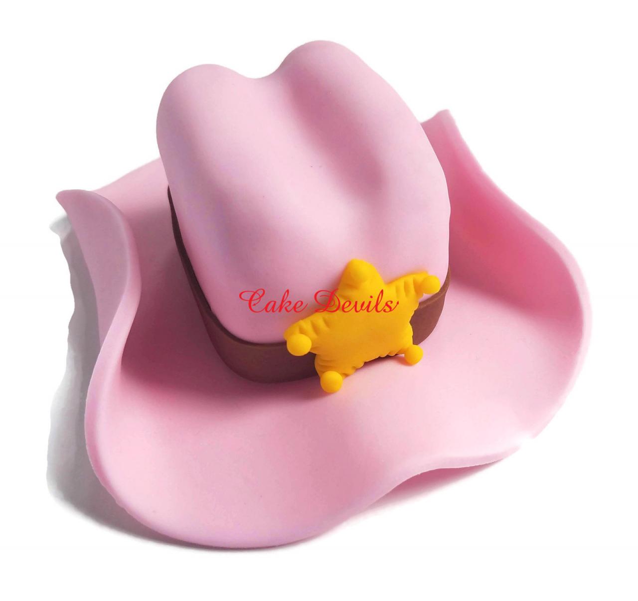 Fondant Cowgirl Hat Cake Topper, Handmade Edible Cowboy Hat, Country Western Cake Decorations